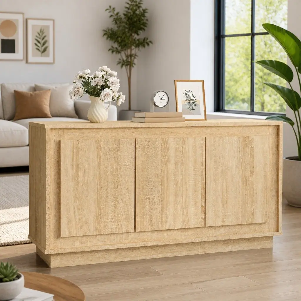 Sideboard Brown Engineered Wood Cabinet 102x35x55cm Storage Buffet Cupboard