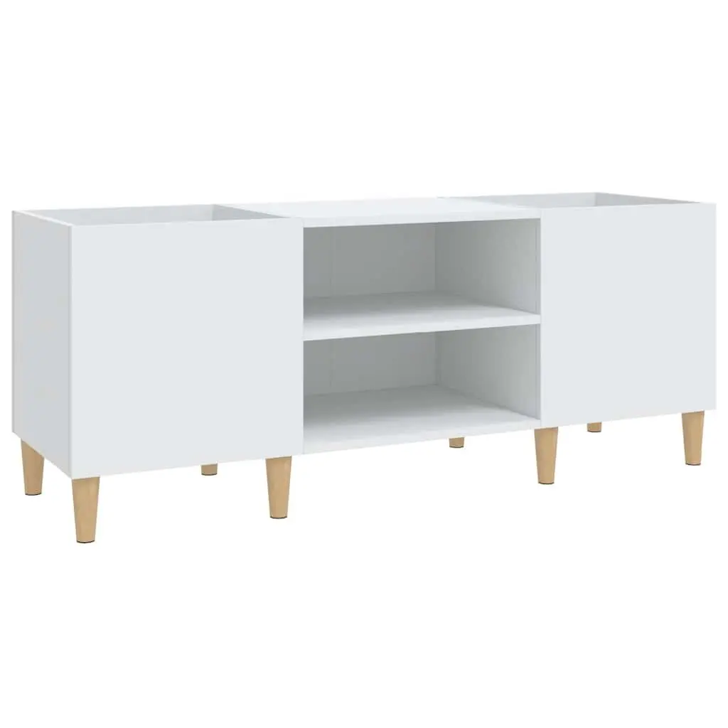 Record Storage Cabinet White 121x38x48cm Vinyl LP Display Engineered Wood
