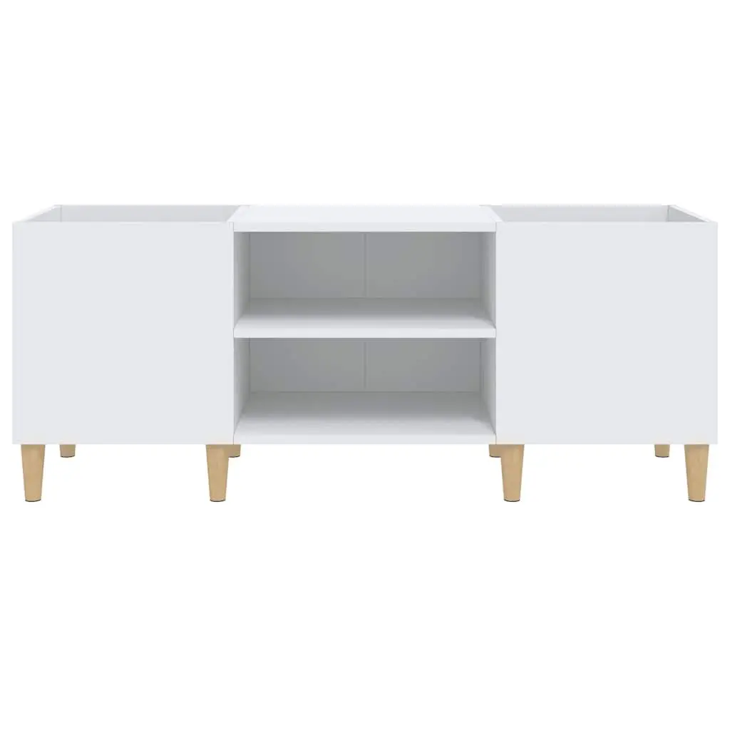 Record Storage Cabinet White 121x38x48cm Vinyl LP Display Engineered Wood