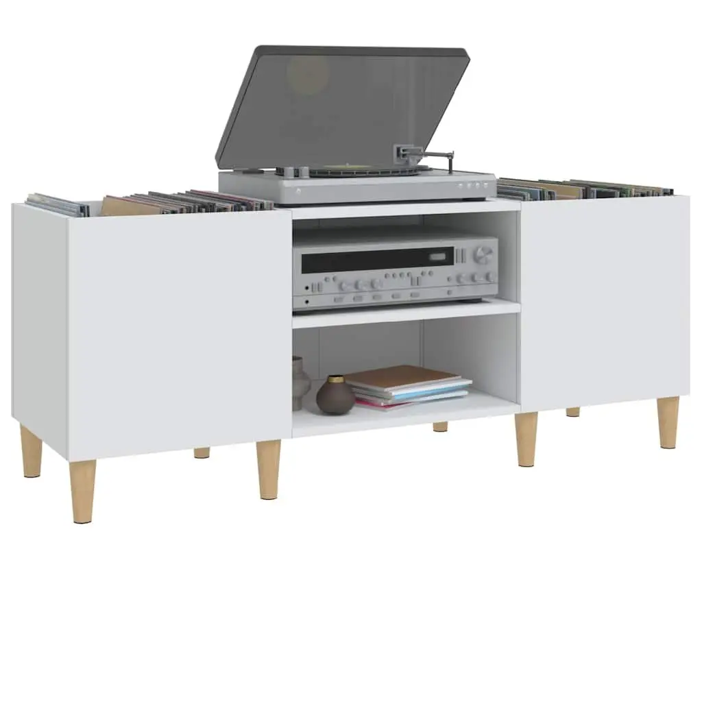 Record Storage Cabinet White 121x38x48cm Vinyl LP Display Engineered Wood