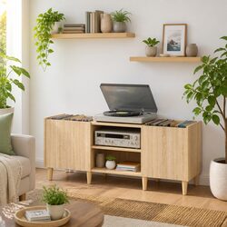 Sonoma Oak Brown Vinyl LP Record Cabinet