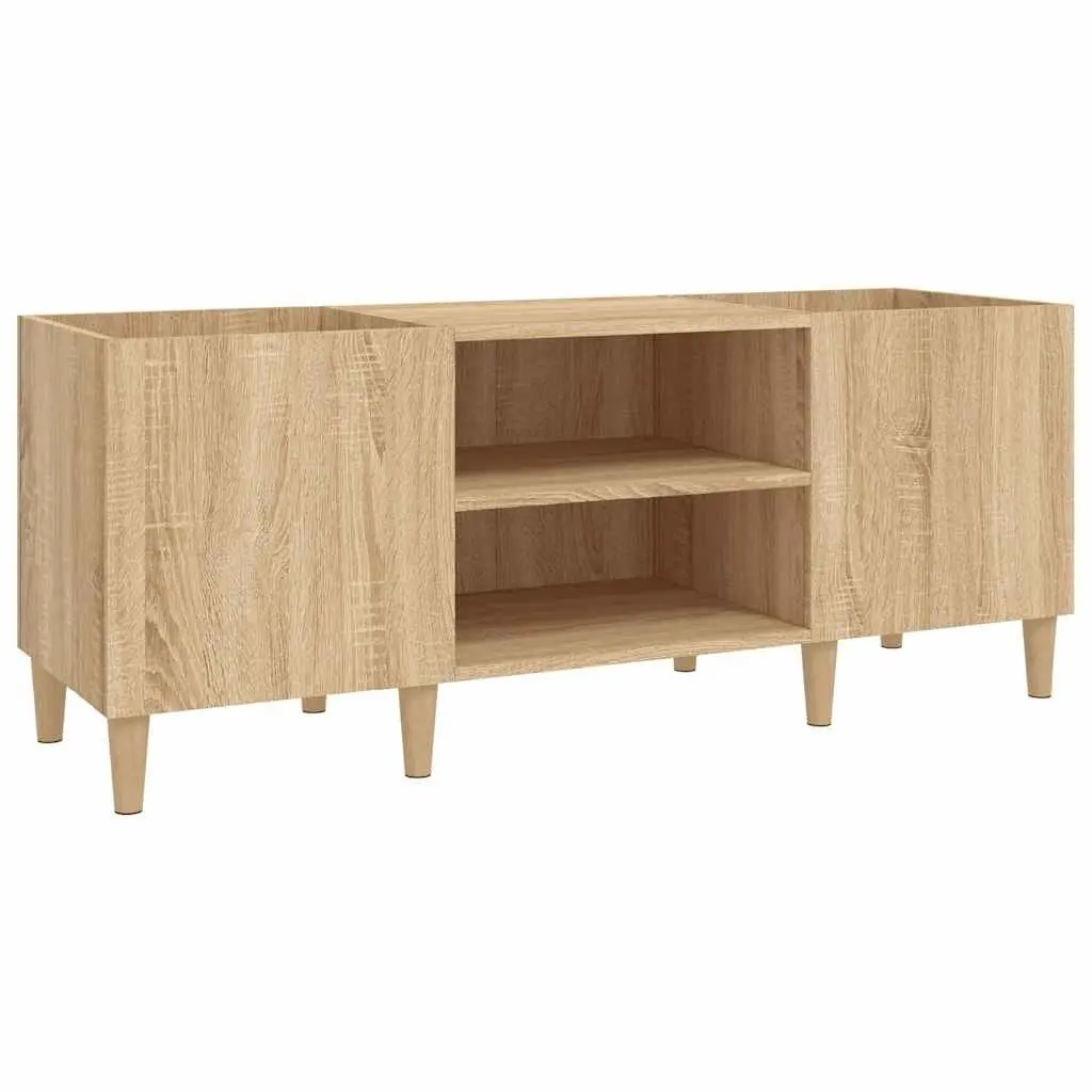 Record Cabinet Sonoma Oak Brown Engineered Wood Storage Vinyl LP Organizer