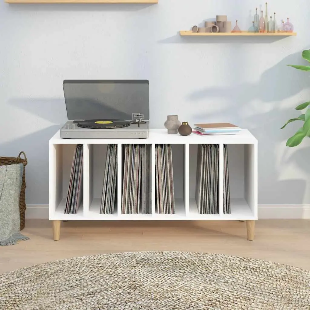 Record Storage Cabinet White Vinyl LP Display Music Collection Organizer