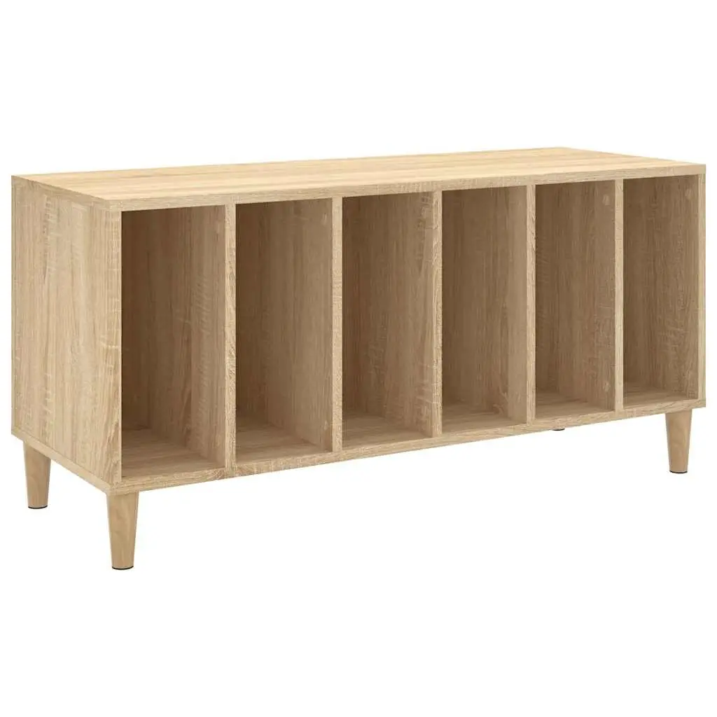 Record Storage Cabinet Brown Engineered Wood Vinyl LP Display Organizer