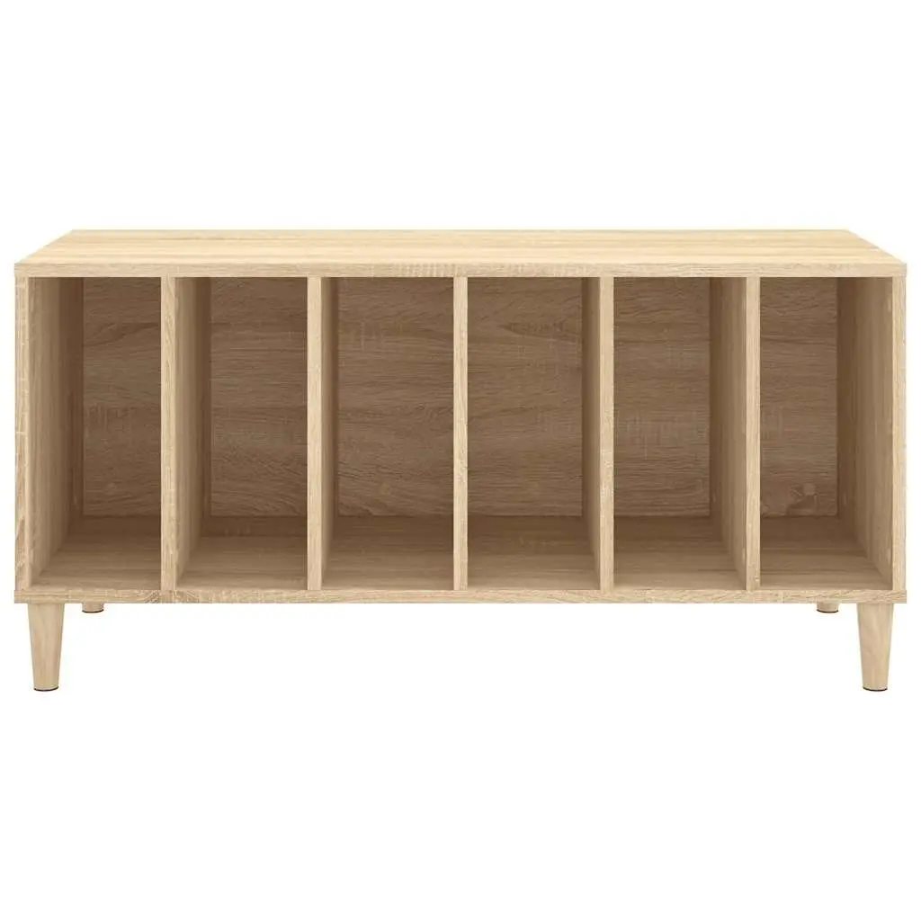 Record Storage Cabinet Brown Engineered Wood Vinyl LP Display Organizer