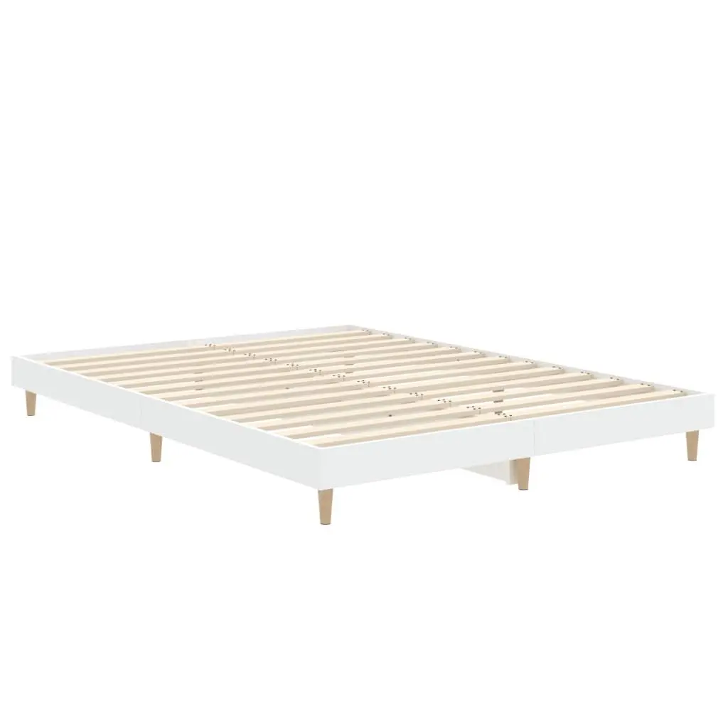 White Bed Frame 135x190 cm with Slatted Base