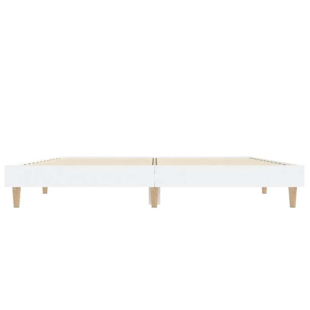 White Bed Frame 135x190 cm with Slatted Base