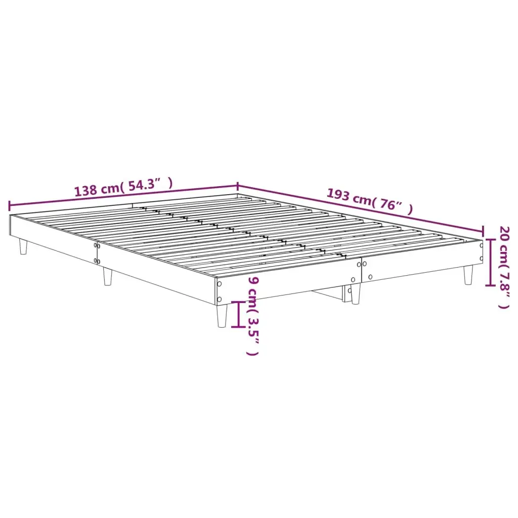 White Bed Frame 135x190 cm with Slatted Base