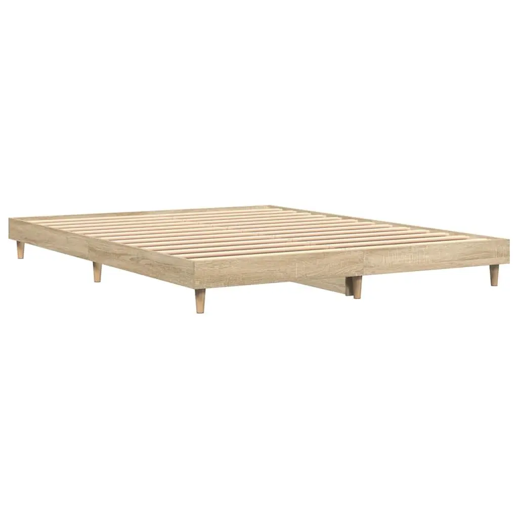 Bed Frame Sonoma Oak 135x190 cm Engineered Wood Bedroom Furniture Sleep Platform