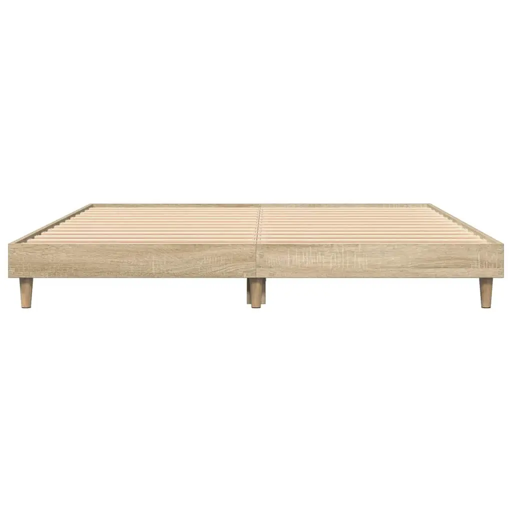 Bed Frame Sonoma Oak 135x190 cm Engineered Wood Bedroom Furniture Sleep Platform
