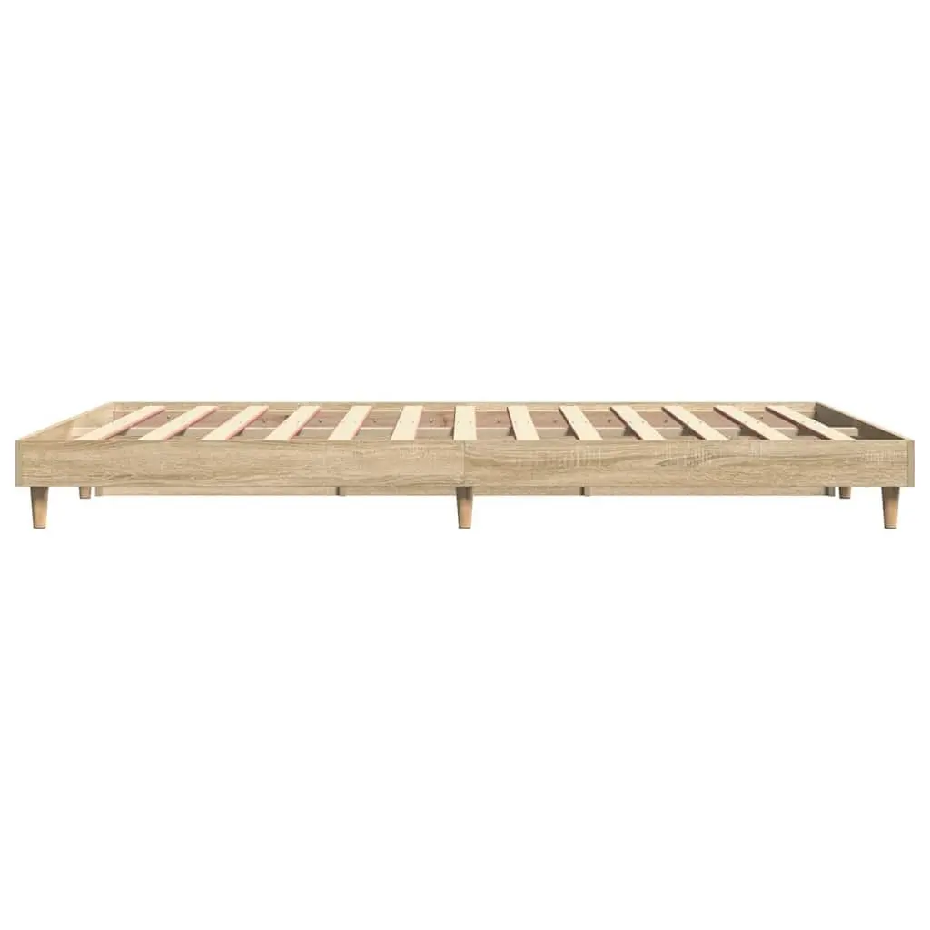 Bed Frame Sonoma Oak 135x190 cm Engineered Wood Bedroom Furniture Sleep Platform