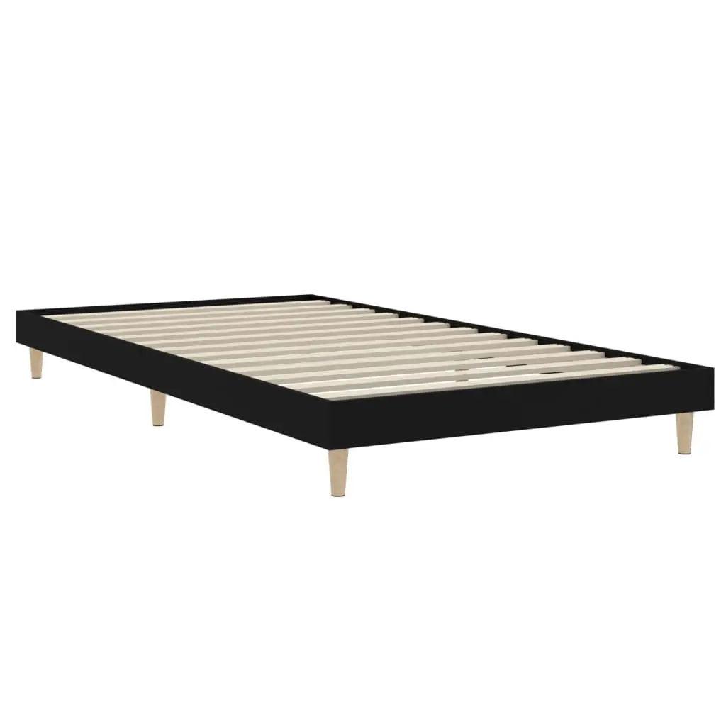 Black Bed Frame 90x190 cm with Wooden Legs