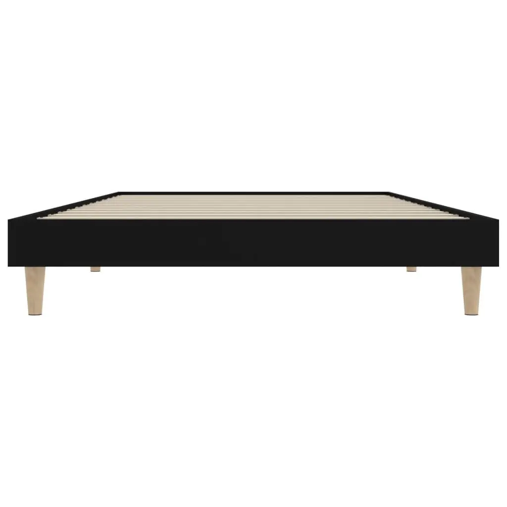 Black Bed Frame 90x190 cm with Wooden Legs