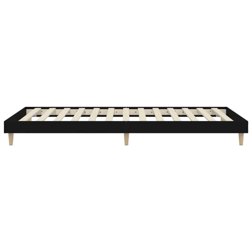 Black Bed Frame 90x190 cm with Wooden Legs