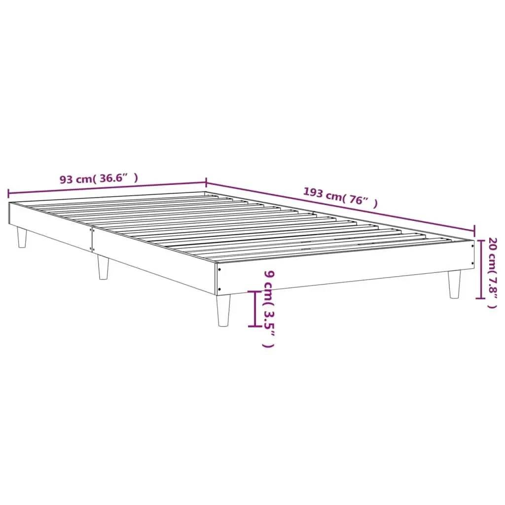 Black Bed Frame 90x190 cm with Wooden Legs