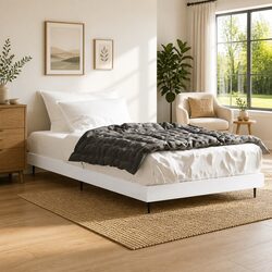 White Engineered Wood Bed Frame 90x190 cm