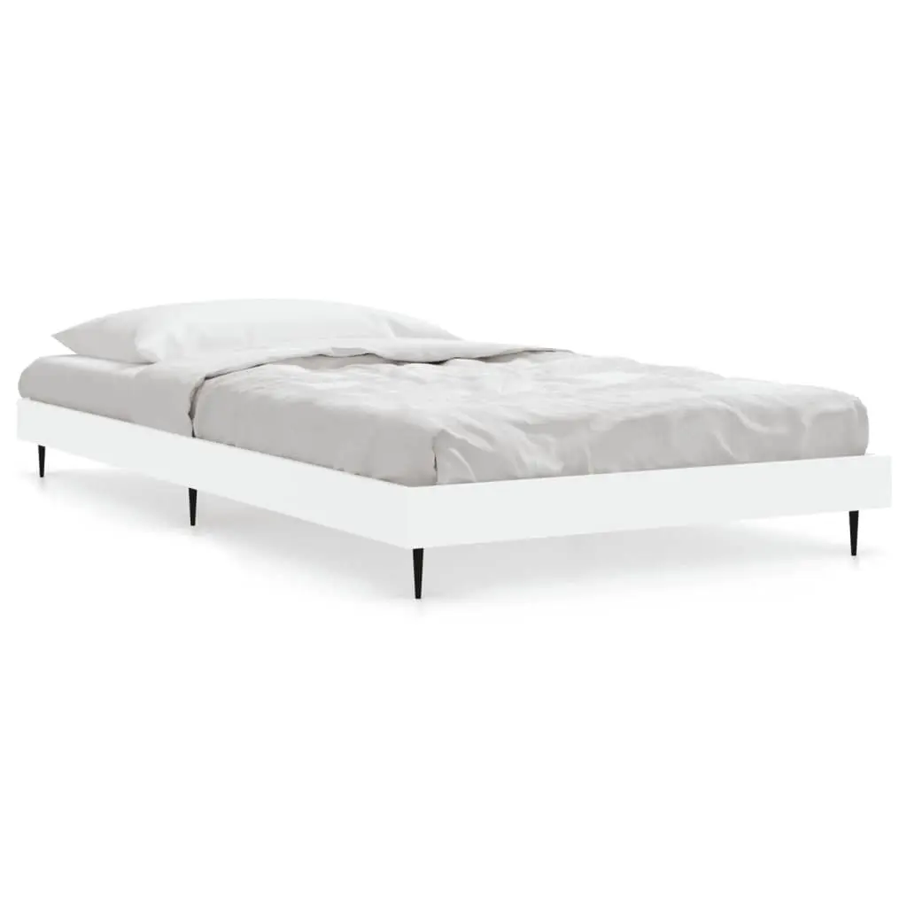 Bed Frame White 90x190 cm Engineered Wood Slatted Base