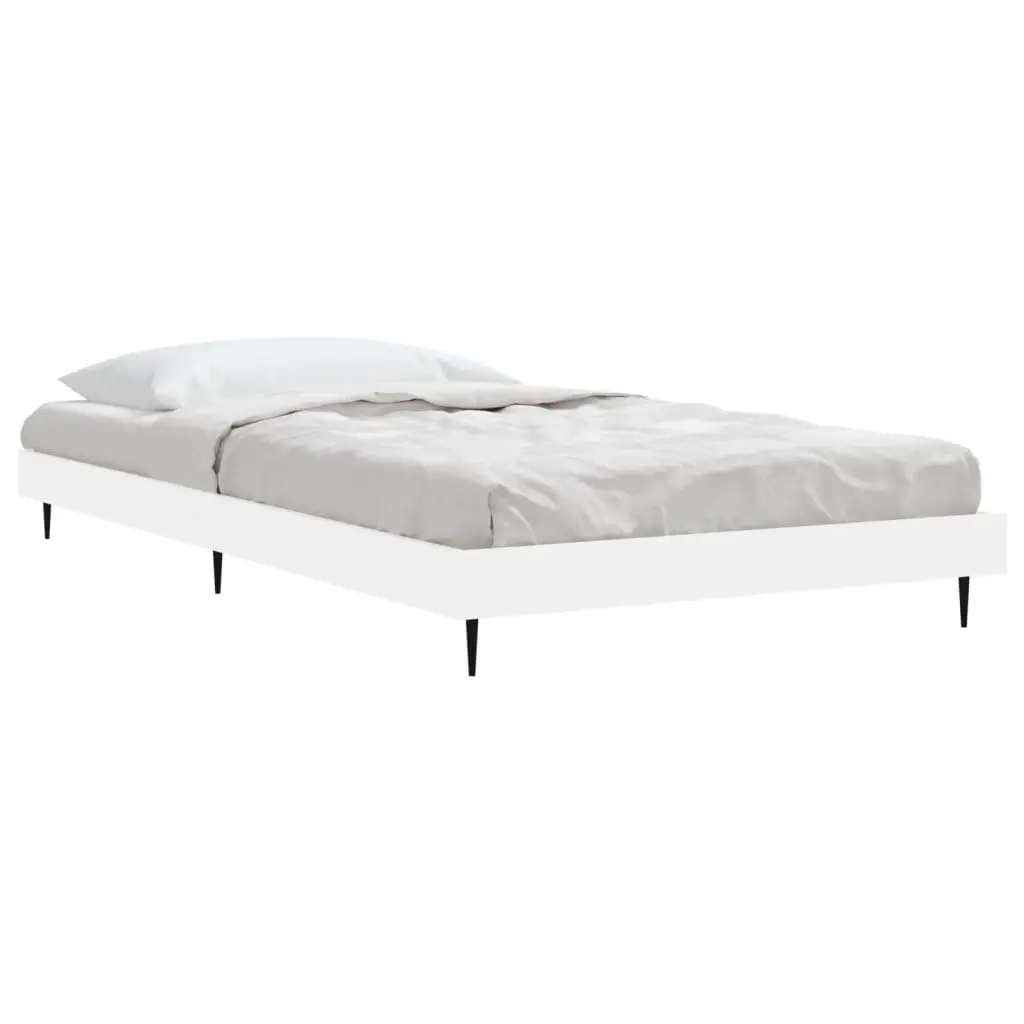 Bed Frame White 90x190 cm Engineered Wood Slatted Base