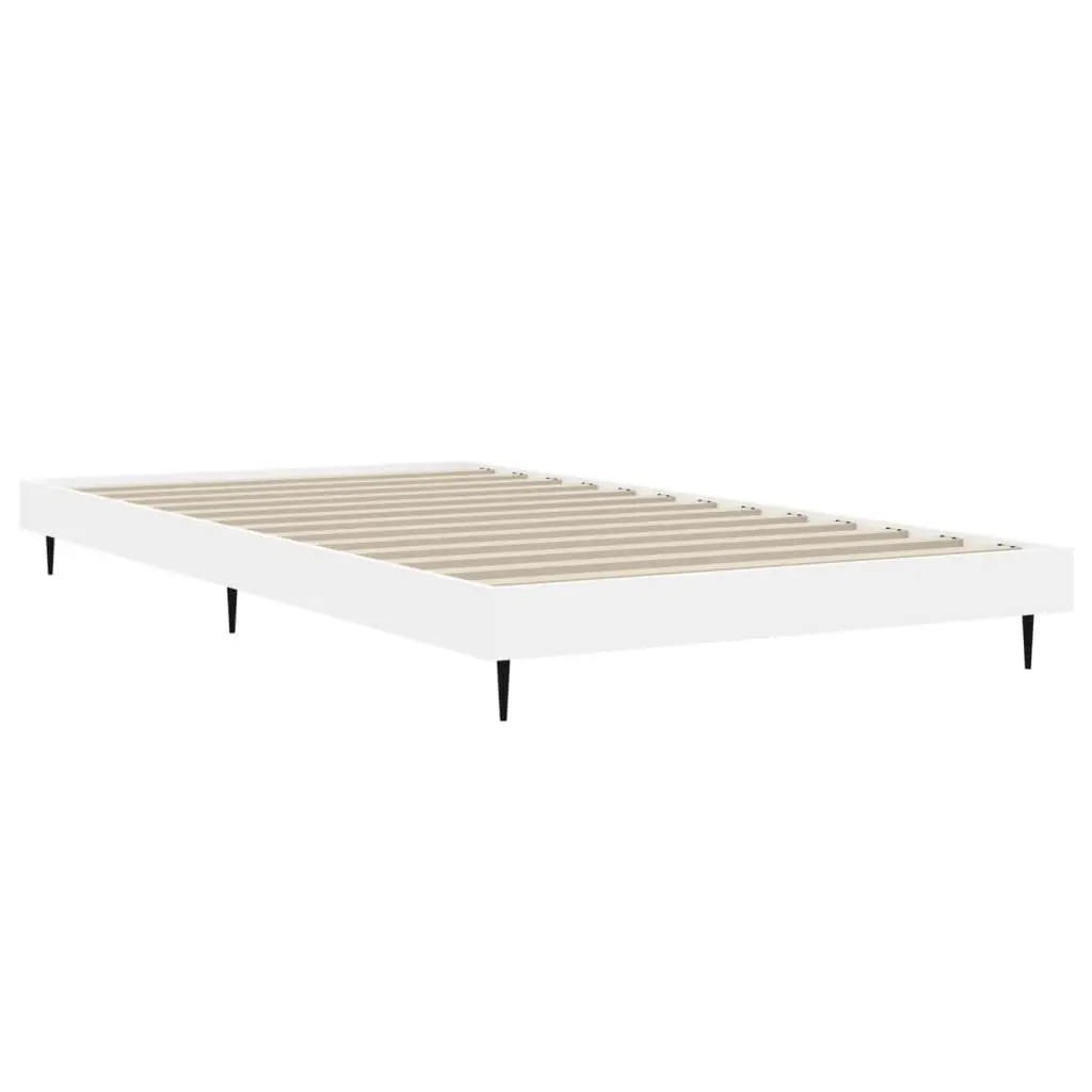 Bed Frame White 90x190 cm Engineered Wood Slatted Base