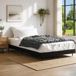 Black Engineered Wood Bed Frame 90x190 cm