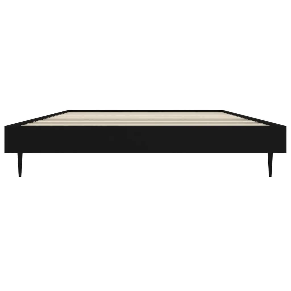 Bed Frame Black 90x190 cm Engineered Wood Slatted Base Metal Legs