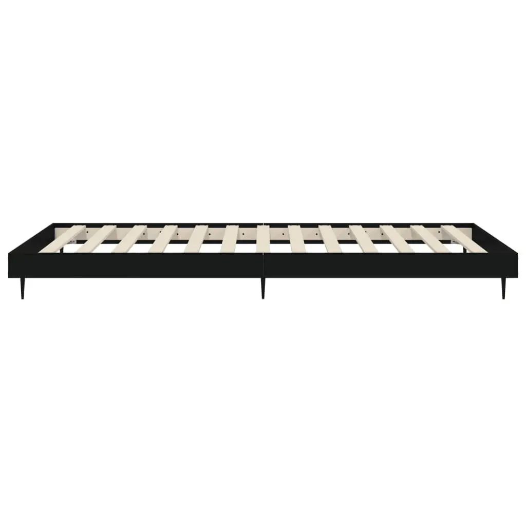 Bed Frame Black 90x190 cm Engineered Wood Slatted Base Metal Legs