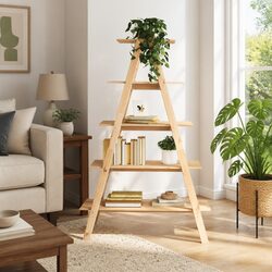 5-Tier A-Frame Wooden Shelf for Cozy Spaces