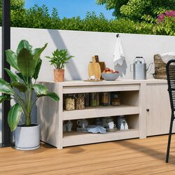 White Solid Pine Outdoor Kitchen Cabinet for Garden