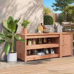 Solid Wood Outdoor Kitchen Cabinet for Garden Storage