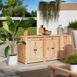 Solid Wood Pine Outdoor Kitchen Cabinet for Garden