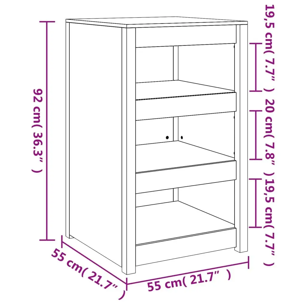 Outdoor Kitchen Cabinet Brown Solid Wood Storage Cupboard Garden Furniture