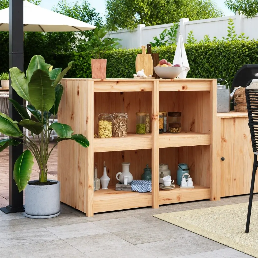 Outdoor Kitchen Cabinet Brown Solid Pine Wood 106x55x92cm