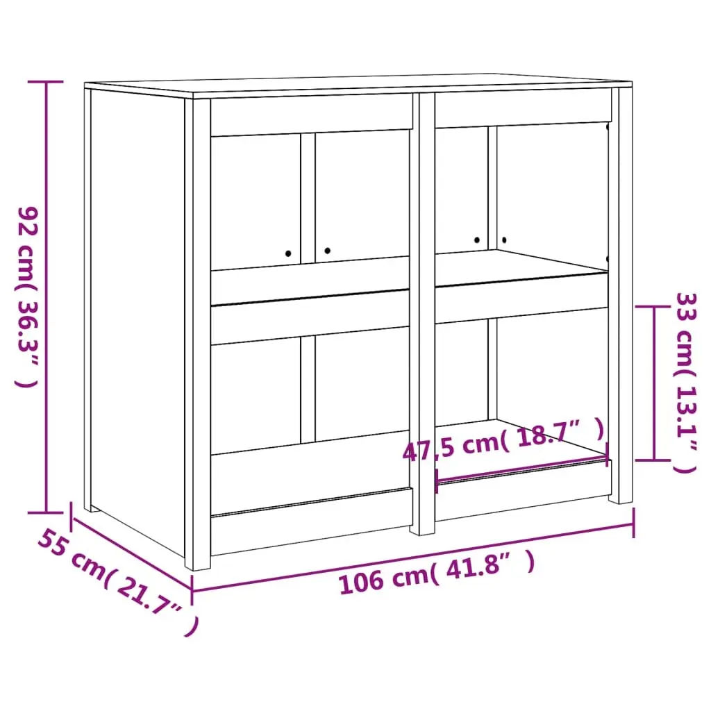 Outdoor Kitchen Cabinet Brown Solid Pine Wood 106x55x92cm