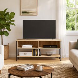 Sonoma Oak Brown Engineered Wood TV Cabinet with Shelves