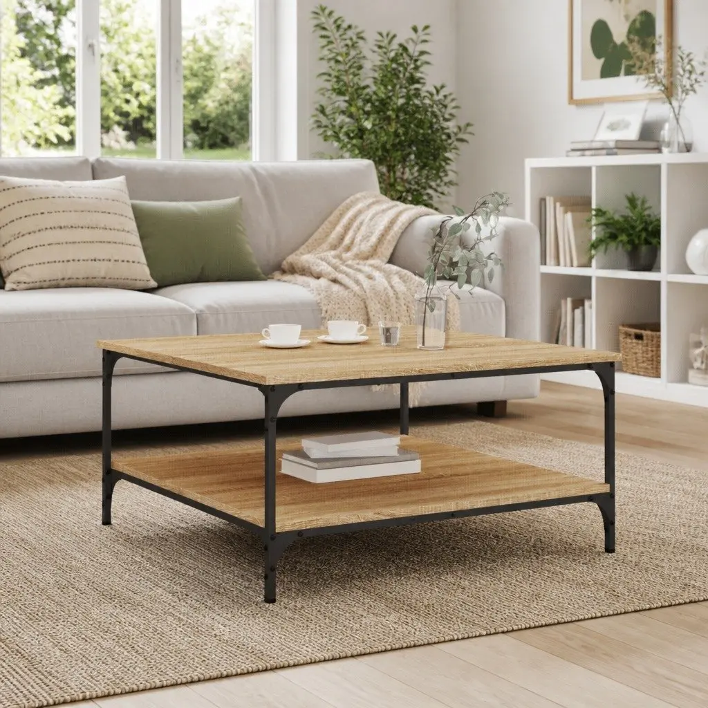 Brown Engineered Wood Coffee Table with Storage