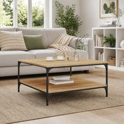 Brown Engineered Wood Coffee Table with Storage