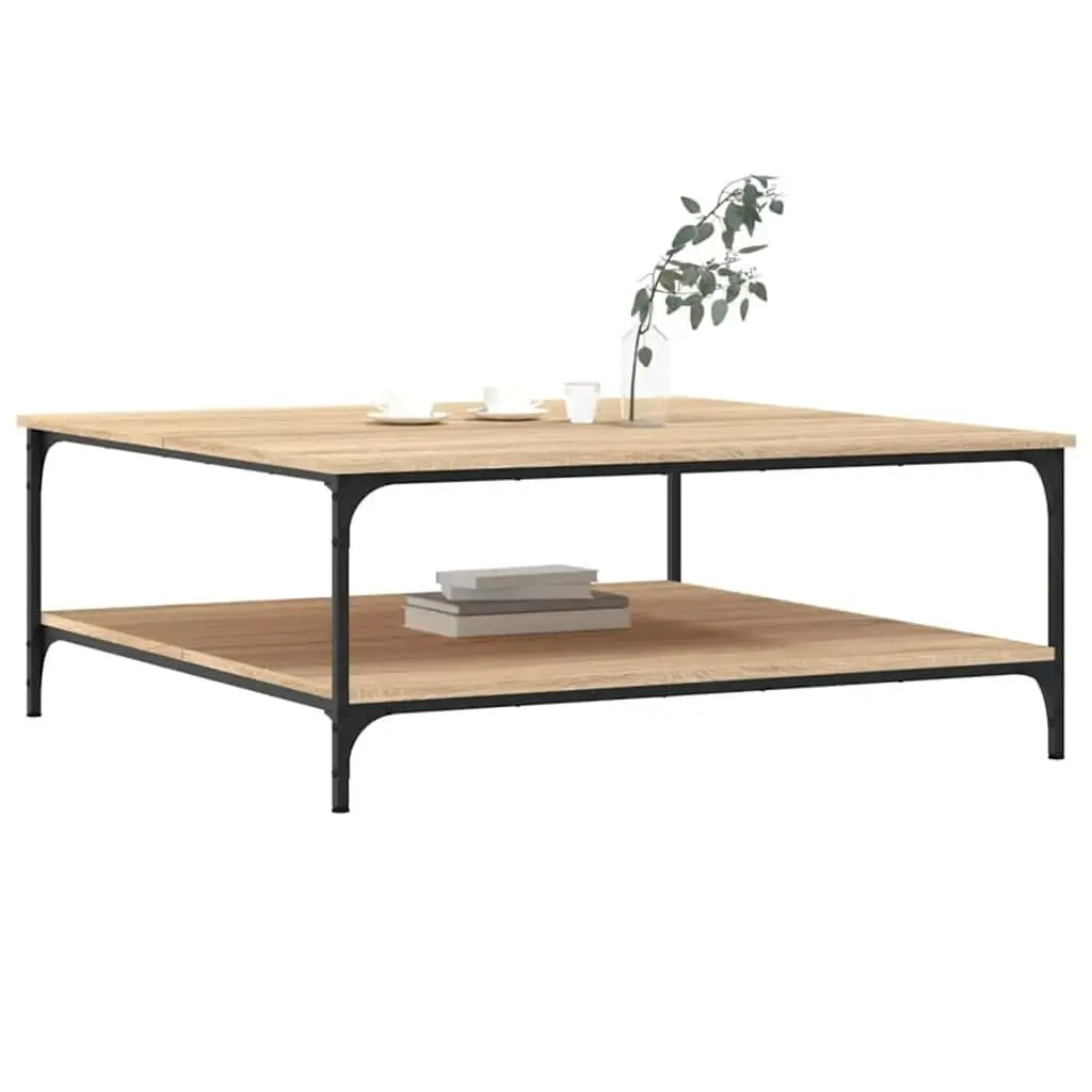 Brown Coffee Table with Storage Shelves