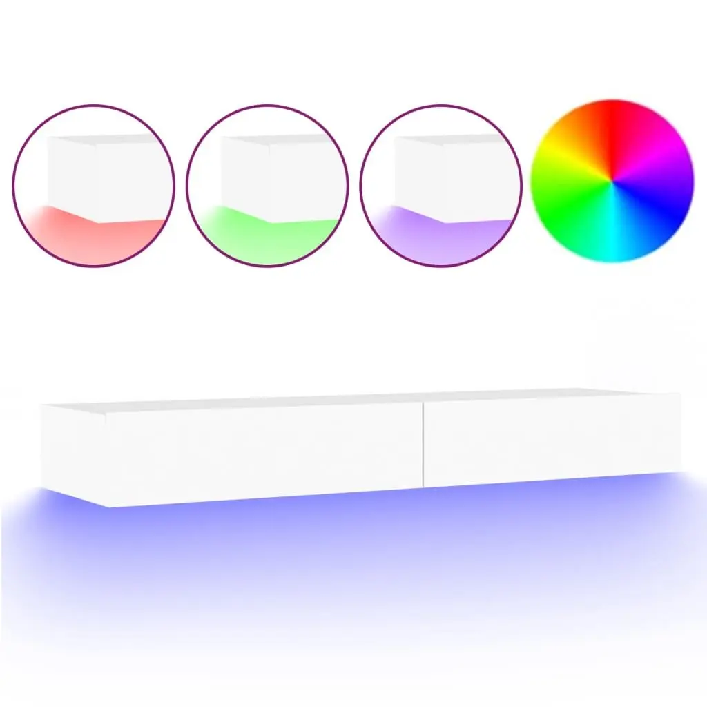TV Cabinet Modern White 120x35x15.5cm Engineered Wood with RGB LED Lights