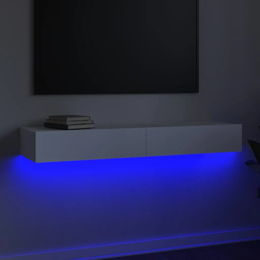 TV Cabinet Modern White 120x35x15.5cm Engineered Wood with RGB LED Lights