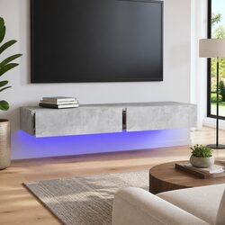 Grey TV Cabinet with Customisable RGB LED Lights