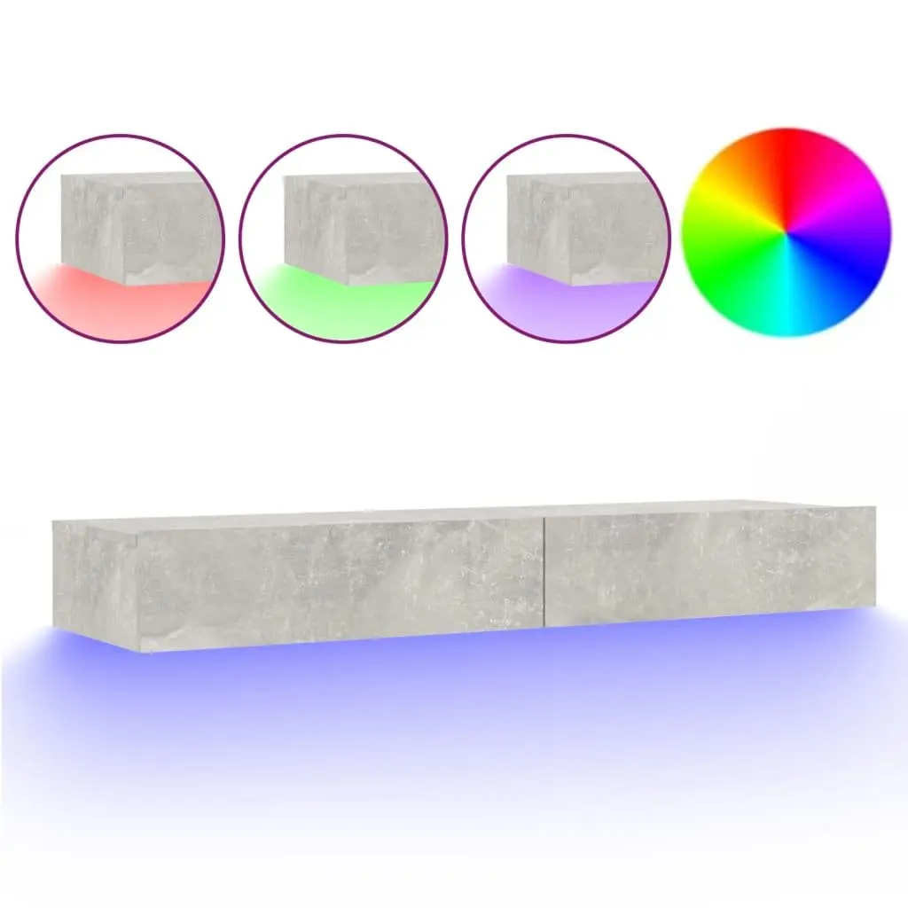Grey TV Cabinet with Customisable RGB LED Lights