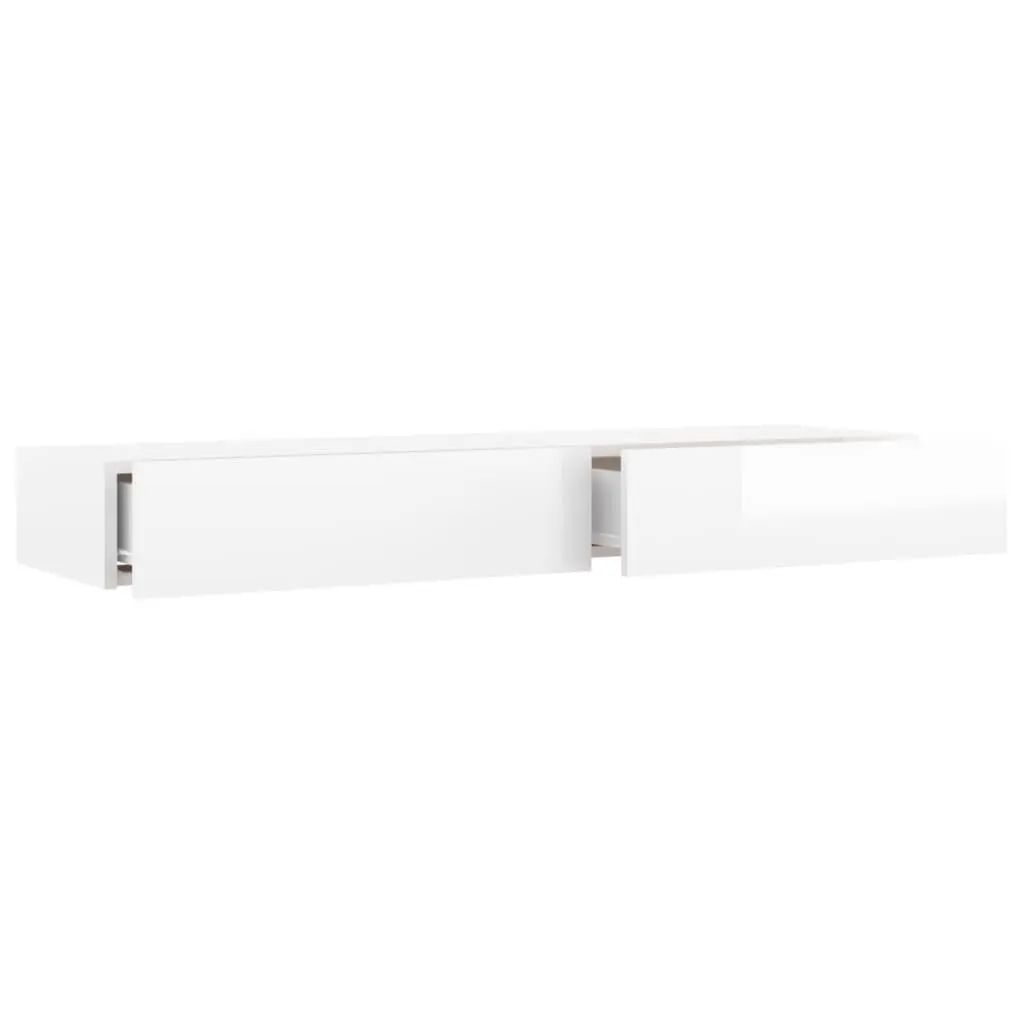 TV Cabinet LED Lights High Gloss White 120x35x15.5 cm Engineered Wood