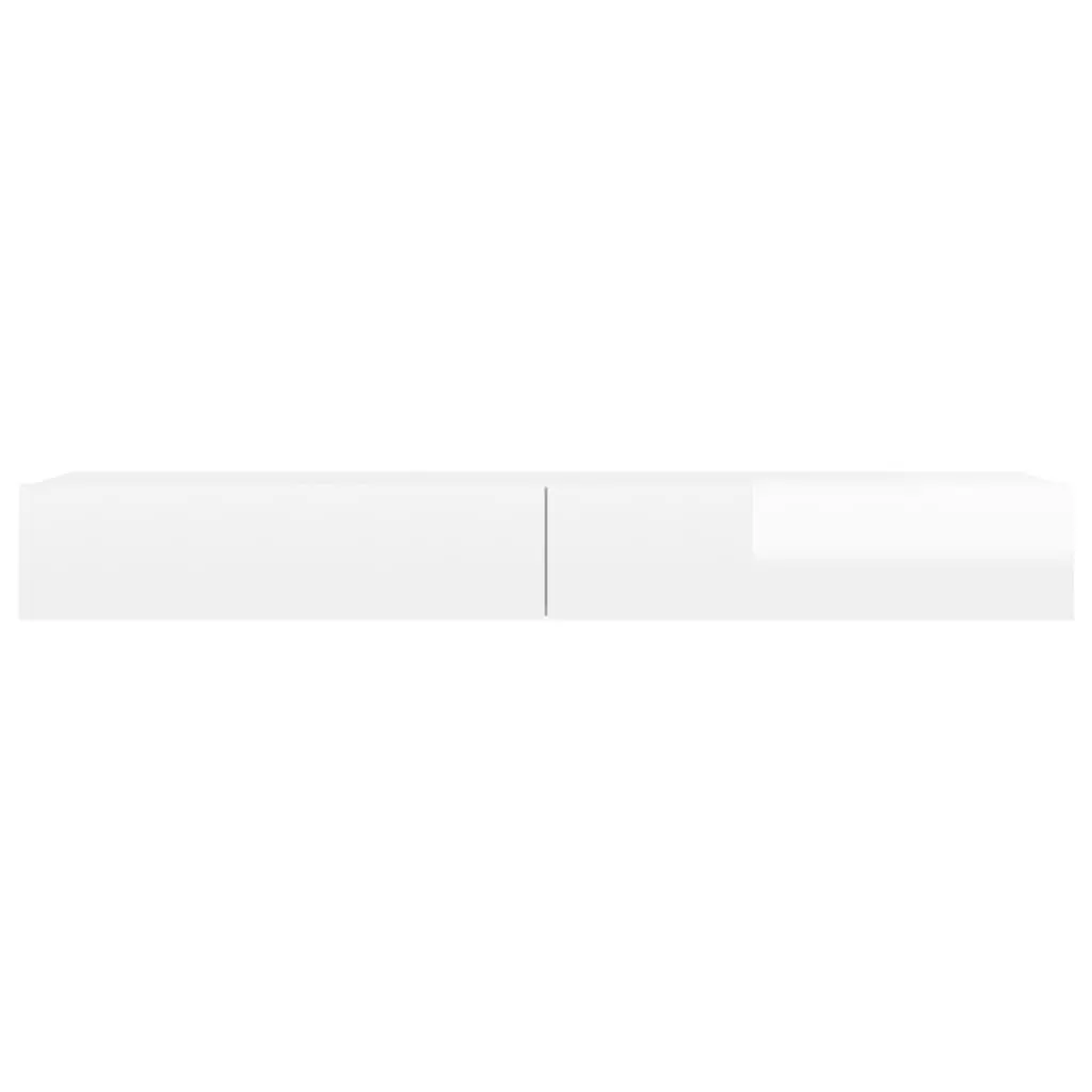 TV Cabinet LED Lights High Gloss White 120x35x15.5 cm Engineered Wood