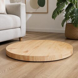 Round Solid Pine Wood Table Top Ø50cm x 3cm Brown