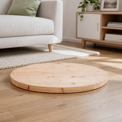 Brown Round Wooden Table Top Ø60cm Solid Pine Surface