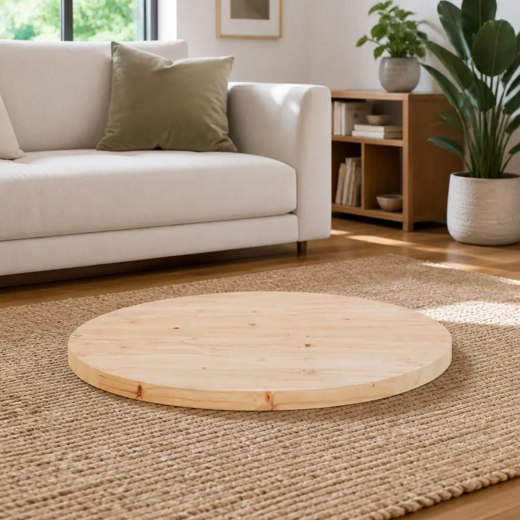 Round Wooden Table Top Ø70cm Solid Pine Wood Dining Coffee Desk Surface