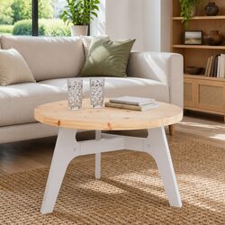 Warm Round Wooden Table Top Ø70cm Solid Pine Wood