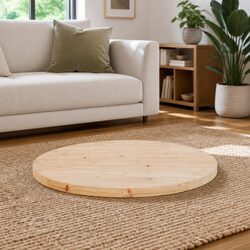 Warm Round Wooden Table Top Ø70cm Solid Pine Wood