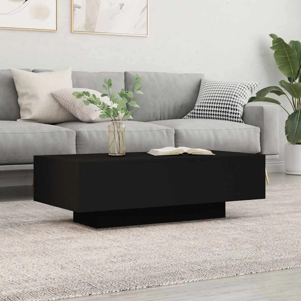 Black Coffee Table Modern Design Living Room Accent Engineered Wood