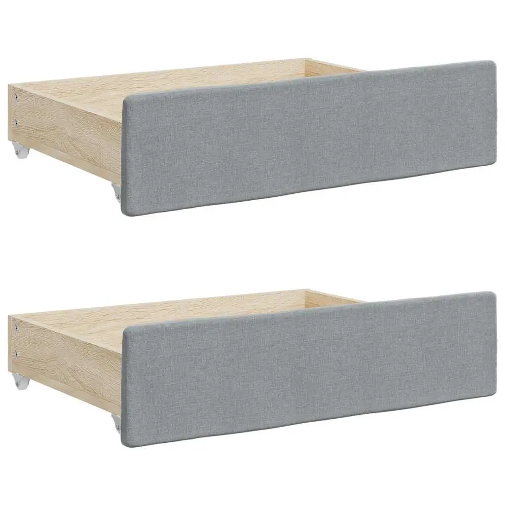 Under Bed Storage Drawers 2pcs Grey Engineered Wood Fabric Rolling Easy-Glide